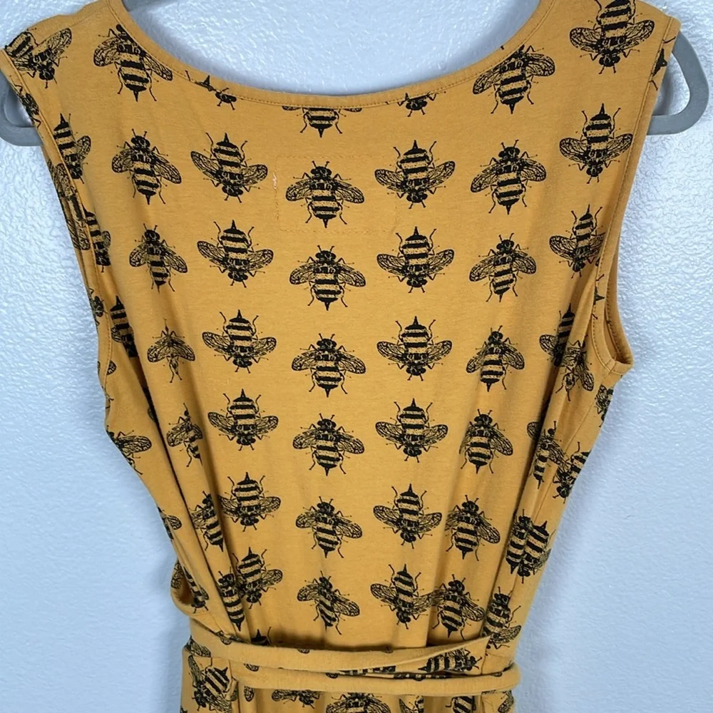 Effie’s Heart Mustard Yellow Bee Novelty Print Wrap top dress with pockets XL - Picture 7 of 11